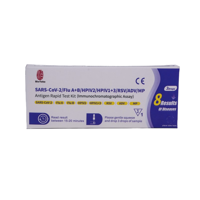 8 in 1 in 1 SARS-COV-2/FLU A+B/HPIV2/HPIV1+3/RSV/ADV/MP Kit di test rapido rapido