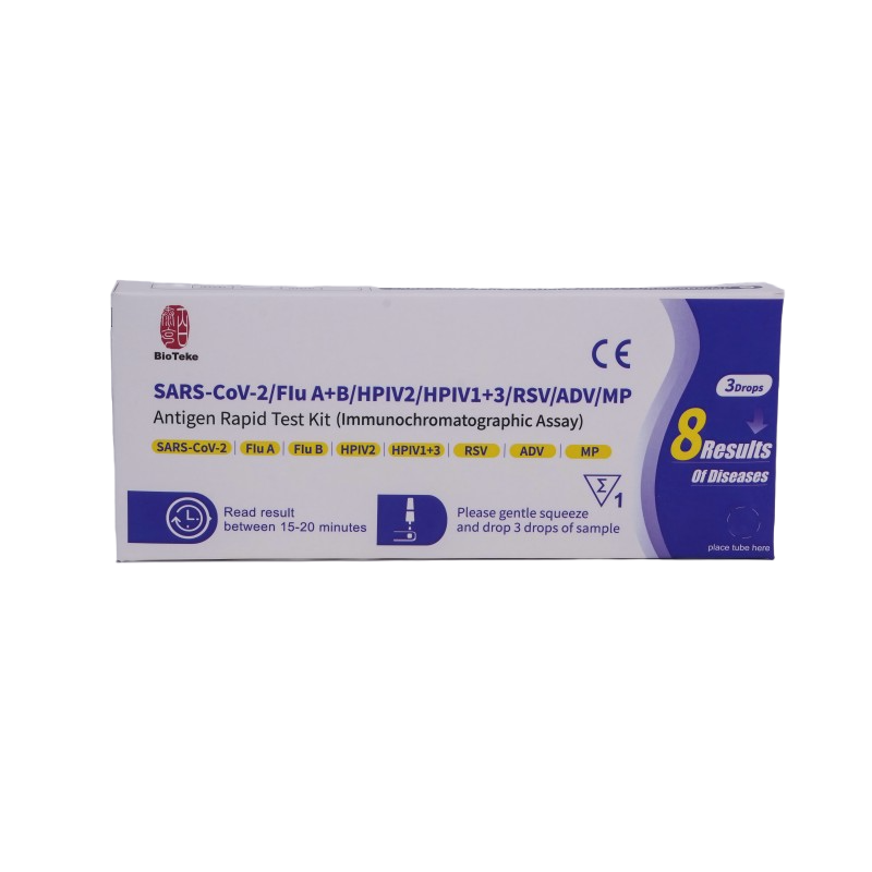 8 in 1 in 1 SARS-COV-2/FLU A+B/HPIV2/HPIV1+3/RSV/ADV/MP Kit di test rapido rapido